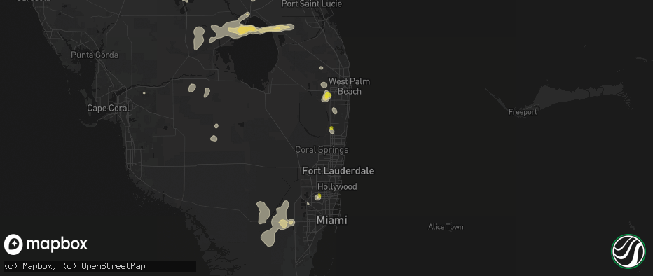 Hail map in Boca Raton, FL on June 24, 2026