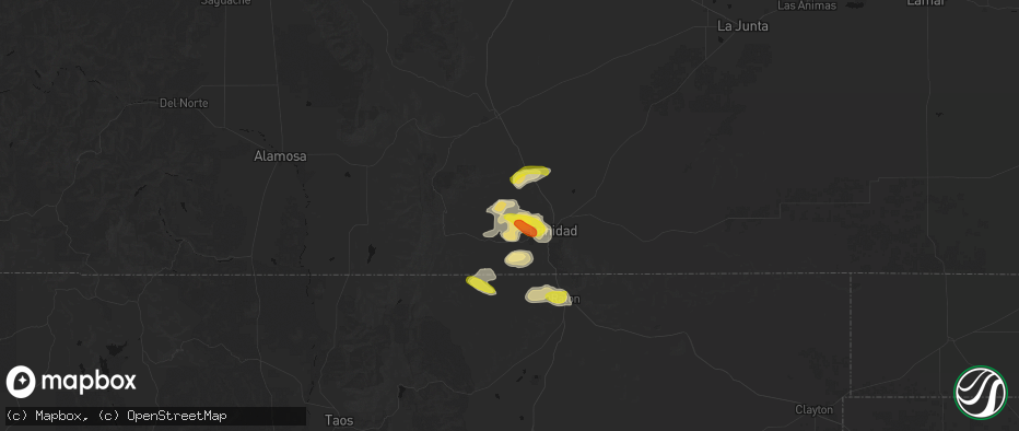 Hail map in Boncarbo, CO on June 24, 2026