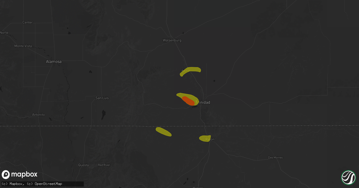 Hail map in Boncarbo, CO on June 24, 2026