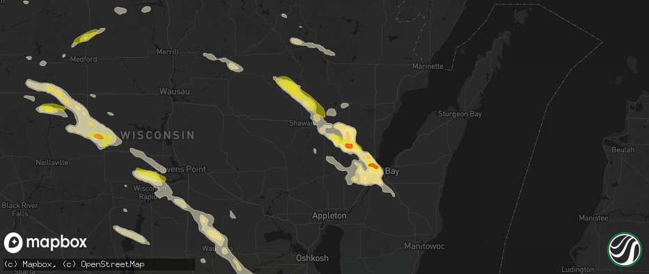 Hail map in Bonduel, WI on June 24, 2026