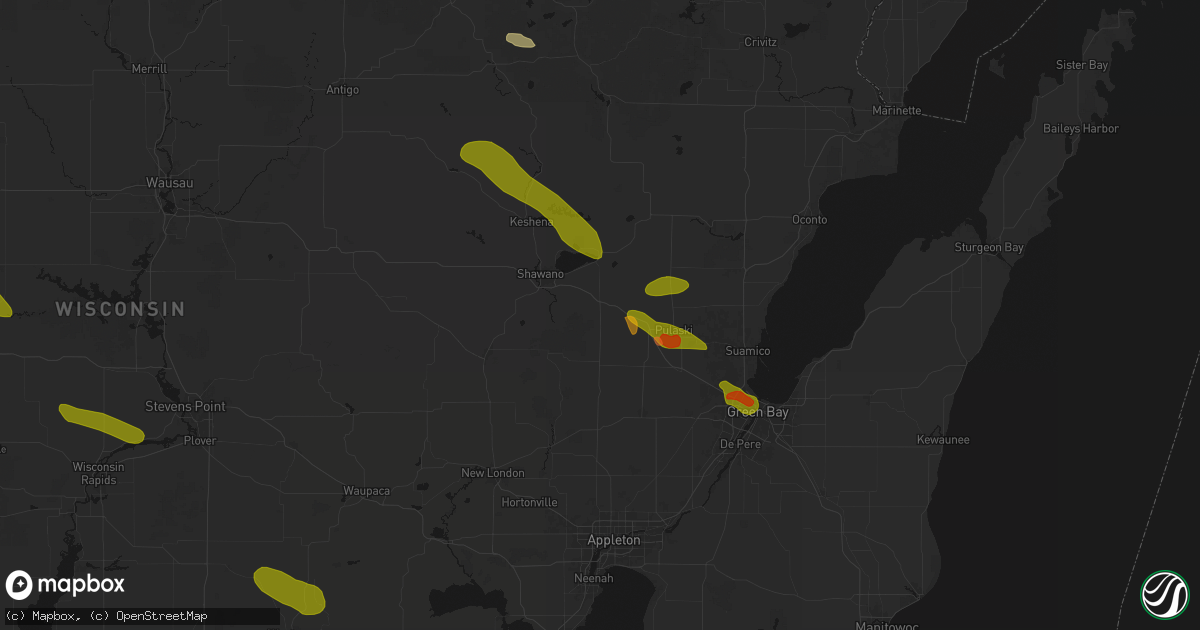 Hail map in Bonduel, WI on June 24, 2026