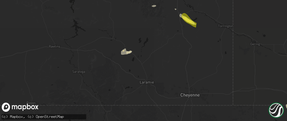 Hail map in Bosler, WY on June 24, 2026