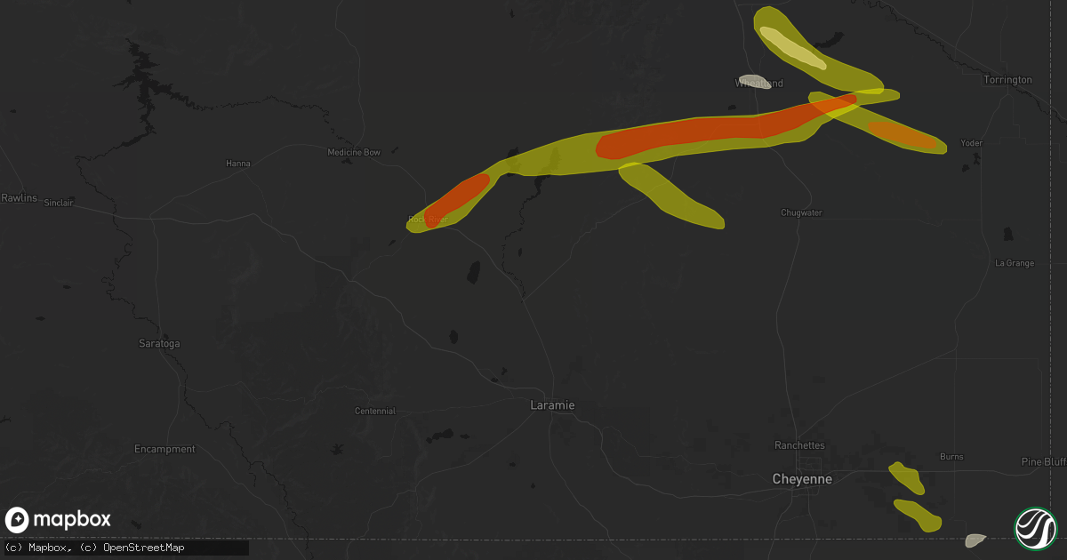 Hail map in Bosler, WY on June 24, 2026