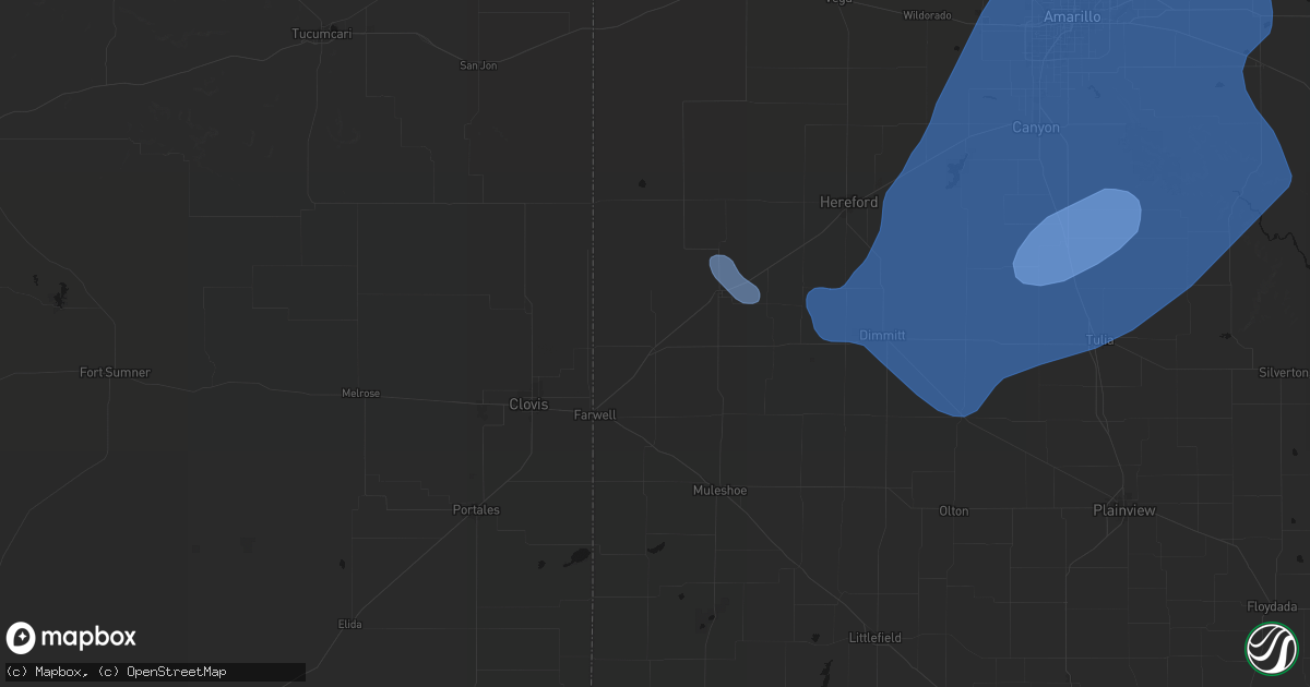 Hail map in Bovina, TX on June 24, 2026