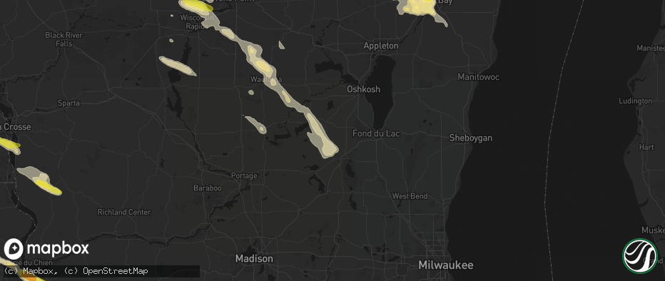 Hail map in Brandon, WI on June 24, 2026