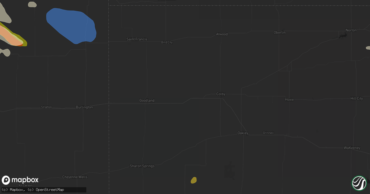 Hail map in Brewster, KS on June 24, 2026