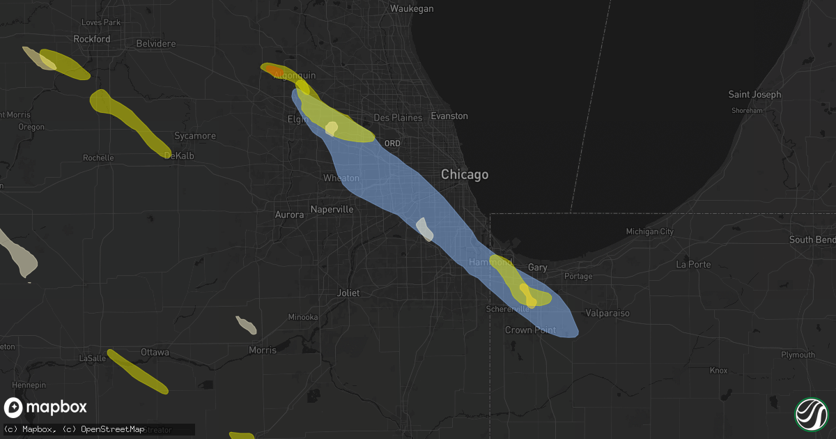 Hail map in Bridgeview, IL on June 24, 2026