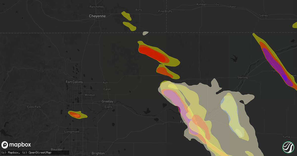 Hail map in Briggsdale, CO on June 24, 2026
