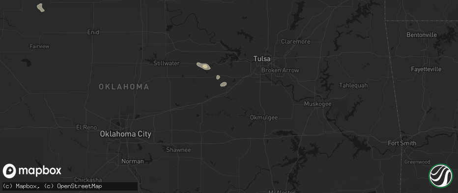 Hail map in Bristow, OK on June 24, 2026
