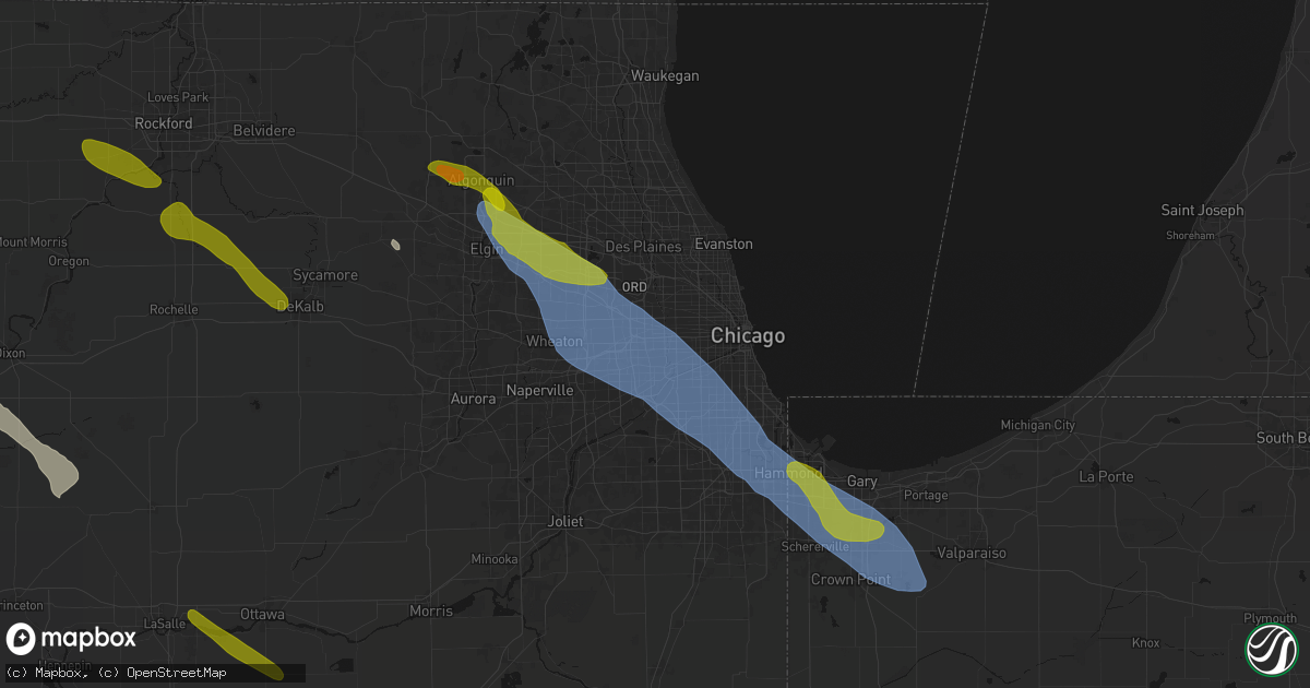 Hail map in Broadview, IL on June 24, 2026