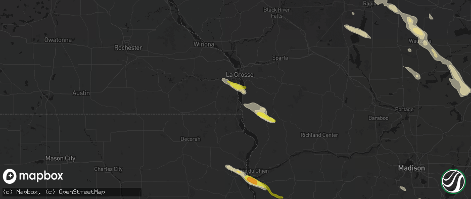 Hail map in Brownsville, MN on June 24, 2026