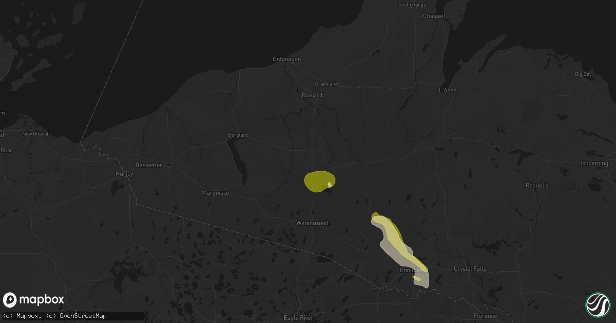 Hail map in Bruce Crossing, MI on June 24, 2026