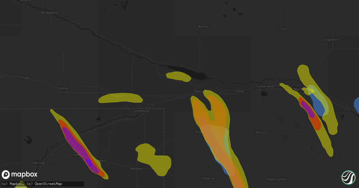 Hail map in Brule, NE on June 24, 2026