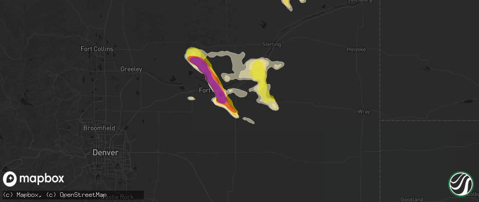 Hail map in Brush, CO on June 24, 2026