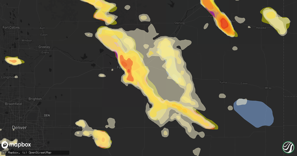 Hail map in Brush, CO on June 24, 2026