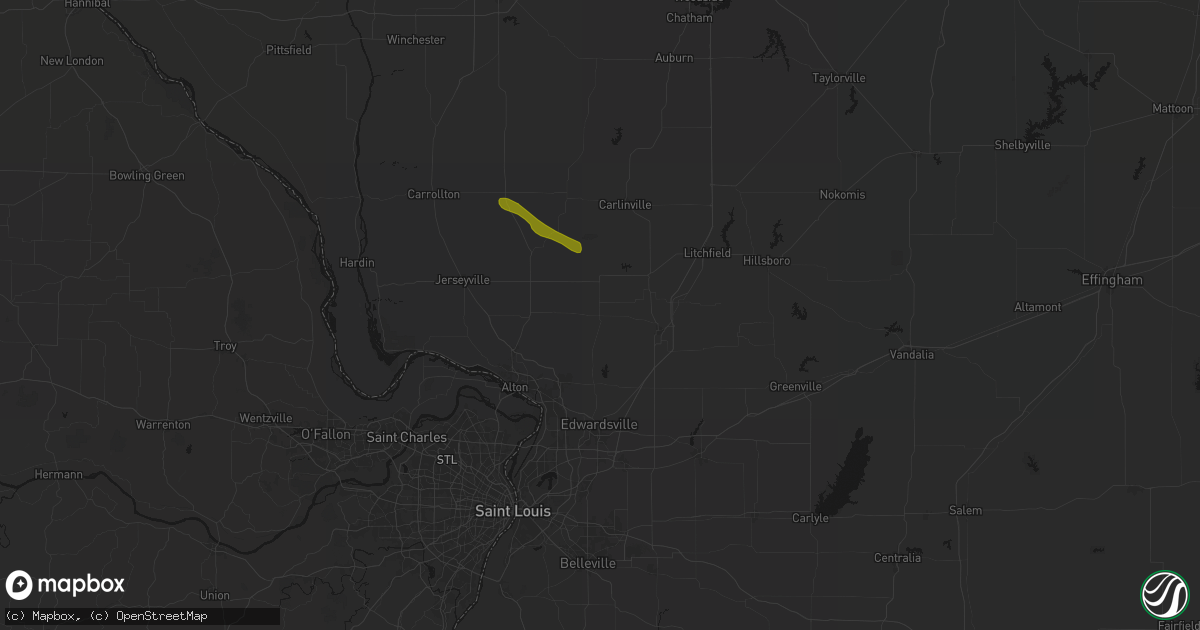 Hail map in Bunker Hill, IL on June 24, 2026