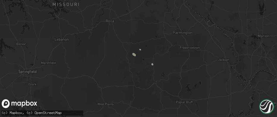 Hail map in Bunker, MO on June 24, 2026