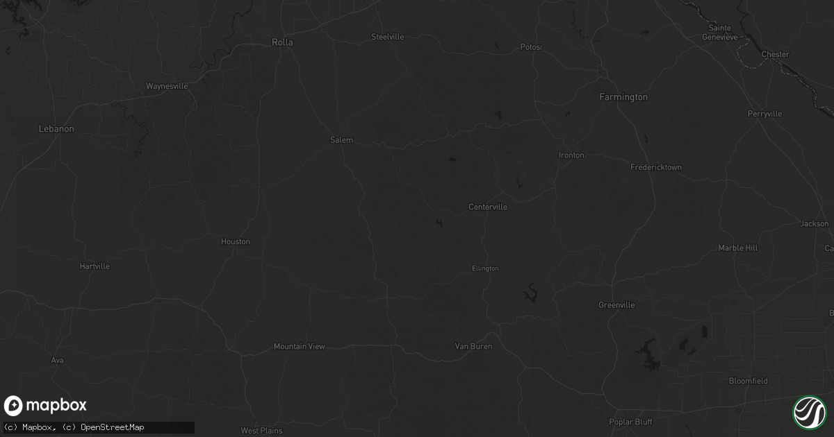 Hail map in Bunker, MO on June 24, 2026