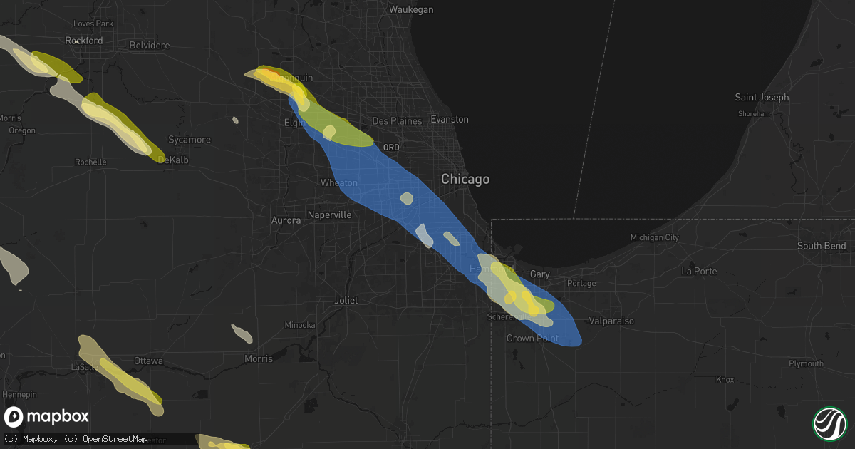 Hail map in Burbank, IL on June 24, 2026