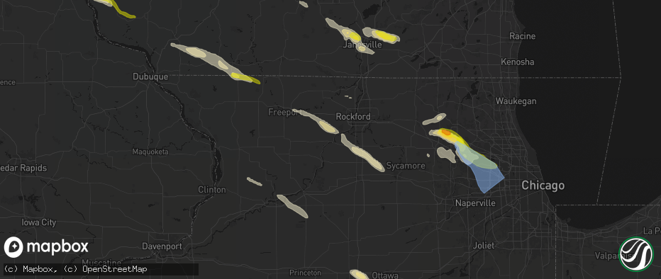Hail map in Byron, IL on June 24, 2026