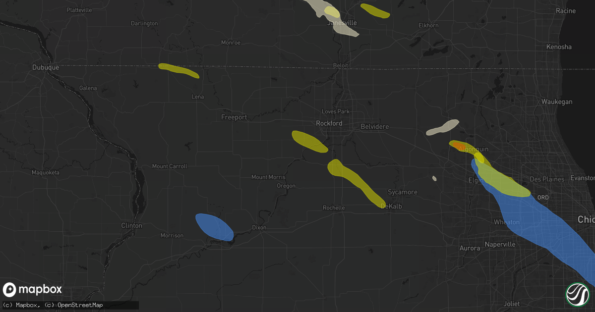Hail map in Byron, IL on June 24, 2026