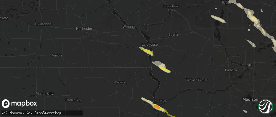 Hail map in Caledonia, MN on June 24, 2026