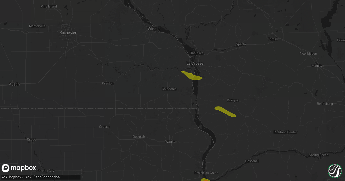 Hail map in Caledonia, MN on June 24, 2026