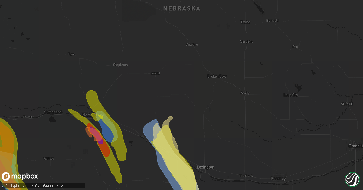 Hail map in Callaway, NE on June 24, 2026