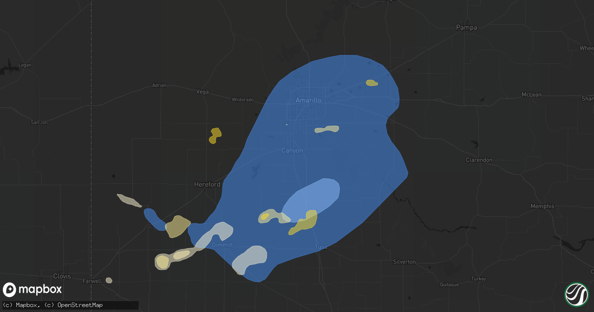 Hail map in Canyon, TX on June 24, 2026
