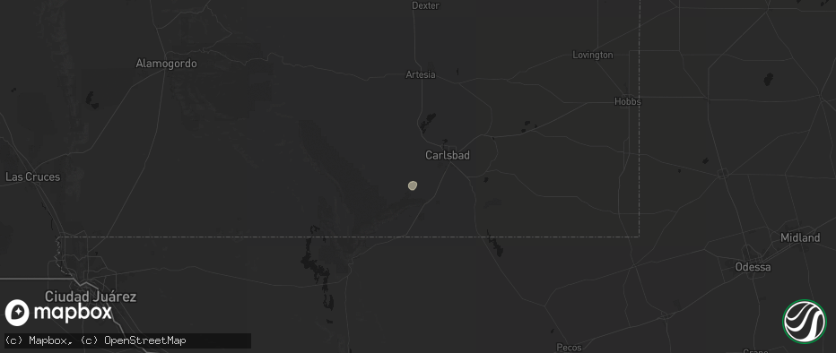 Hail map in Carlsbad, NM on June 24, 2026