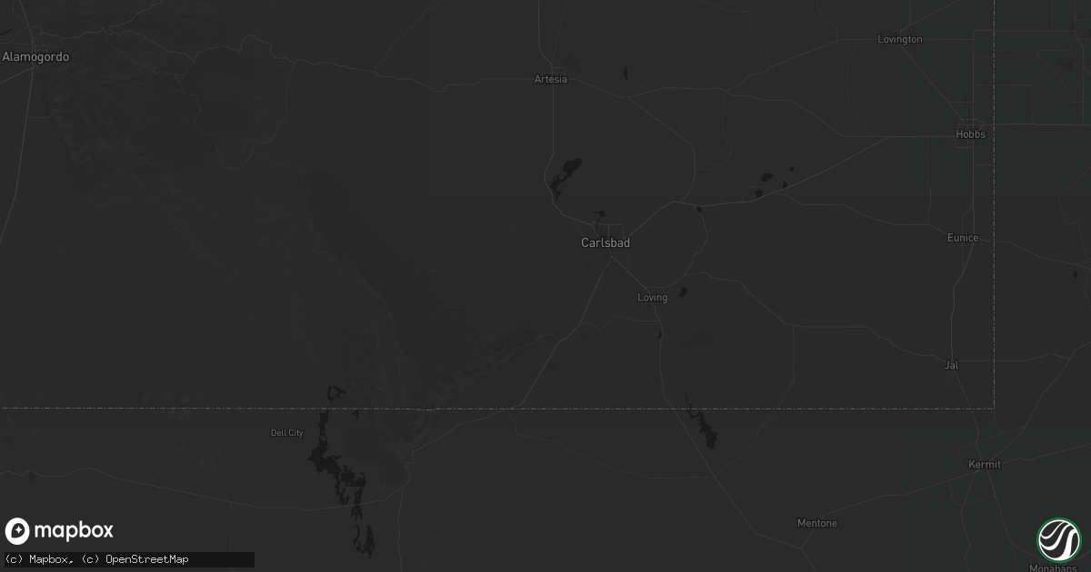 Hail map in Carlsbad, NM on June 24, 2026