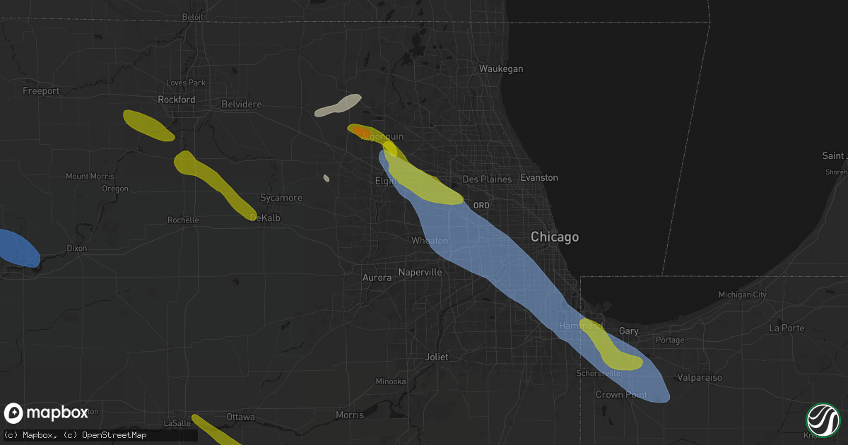 Hail map in Carol Stream, IL on June 24, 2026