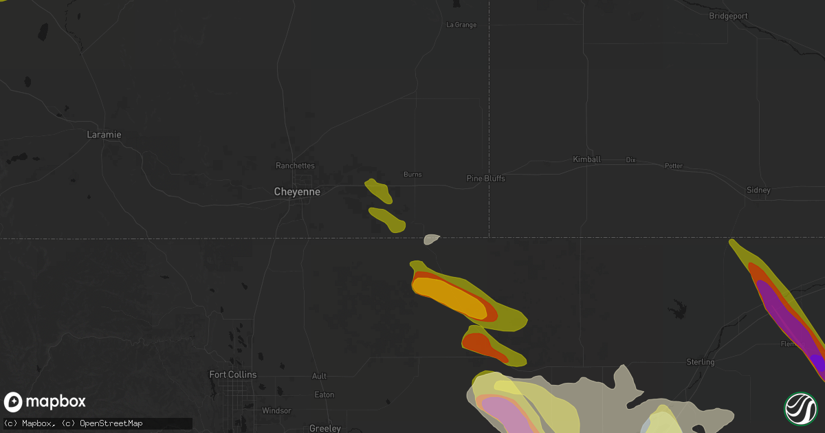 Hail map in Carpenter, WY on June 24, 2026