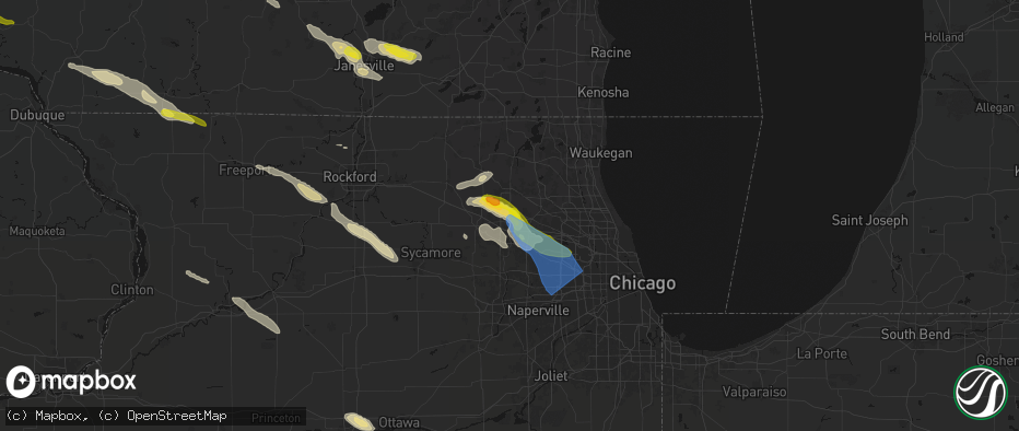Hail map in Carpentersville, IL on June 24, 2026