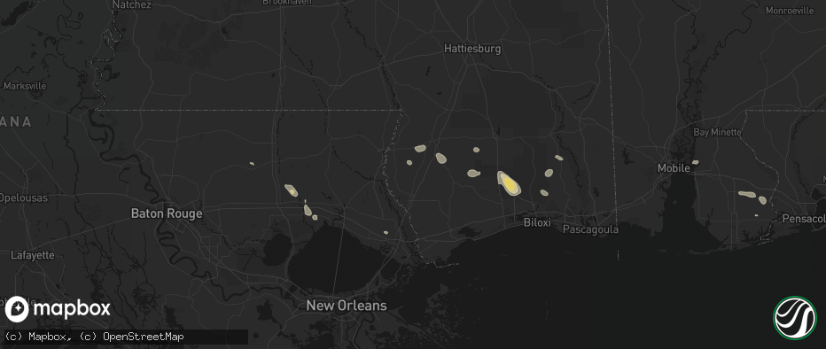 Hail map in Carriere, MS on June 24, 2026