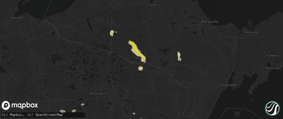 Hail map in Caspian, MI on June 24, 2026