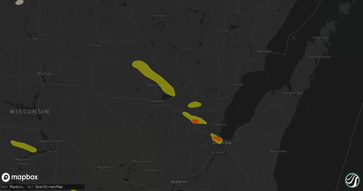 Hail map in Cecil, WI on June 24, 2026