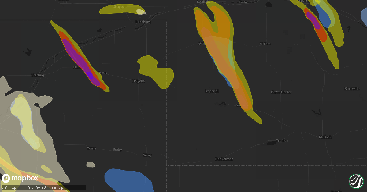 Hail map in Champion, NE on June 24, 2026