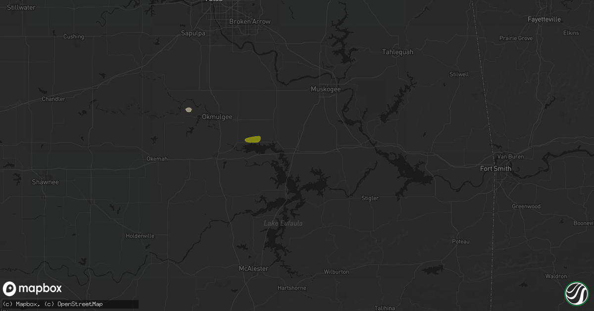 Hail map in Checotah, OK on June 24, 2026