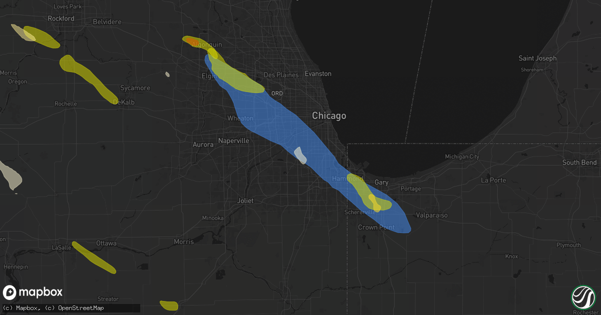 Hail map in Chicago Ridge, IL on June 24, 2026