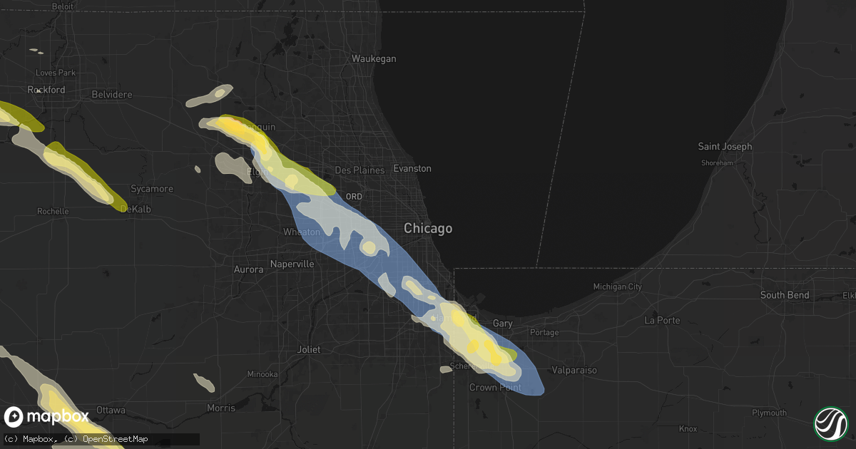 Hail map in Chicago, IL on June 24, 2026