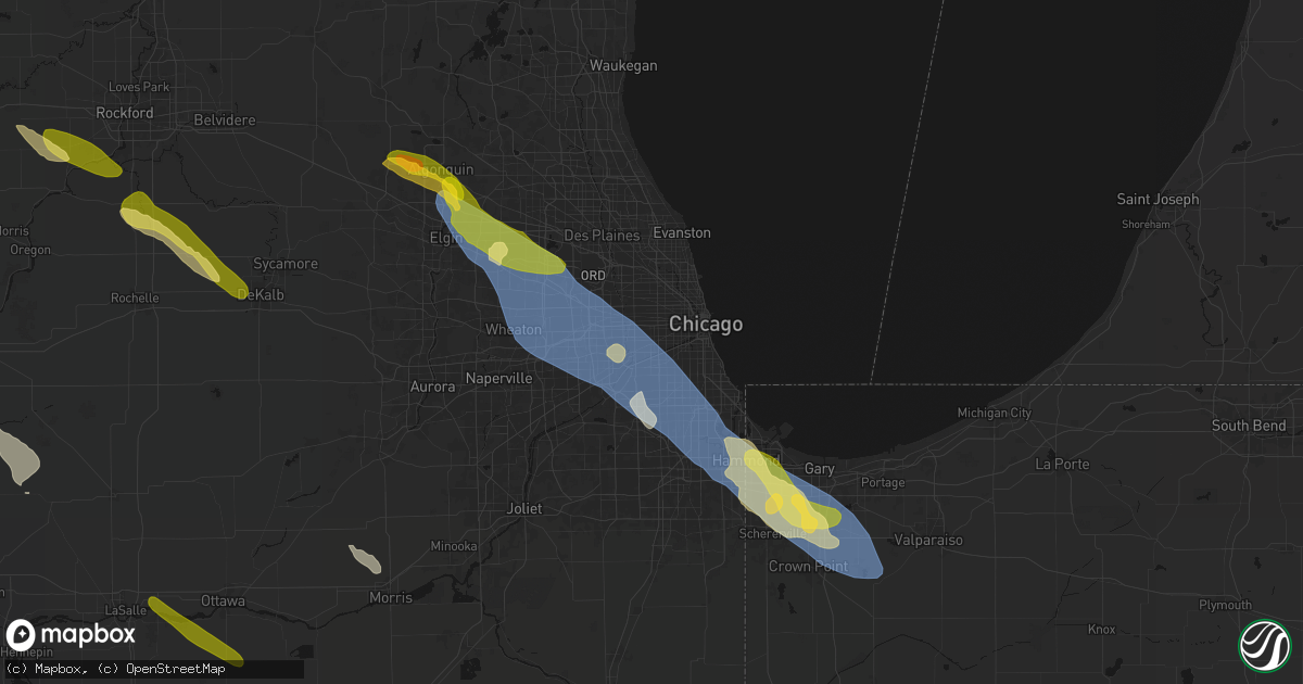 Hail map in Cicero, IL on June 24, 2026