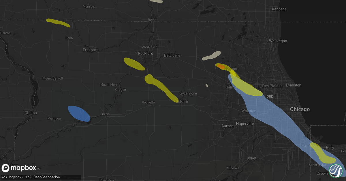 Hail map in Clare, IL on June 24, 2026