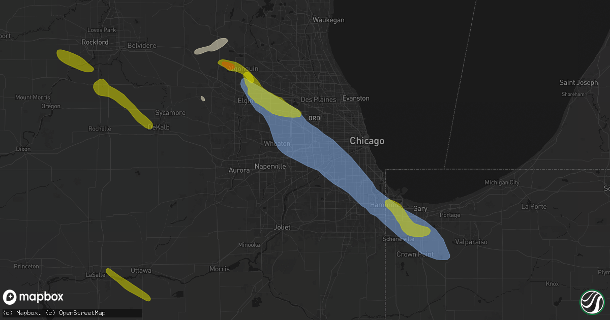 Hail map in Clarendon Hills, IL on June 24, 2026