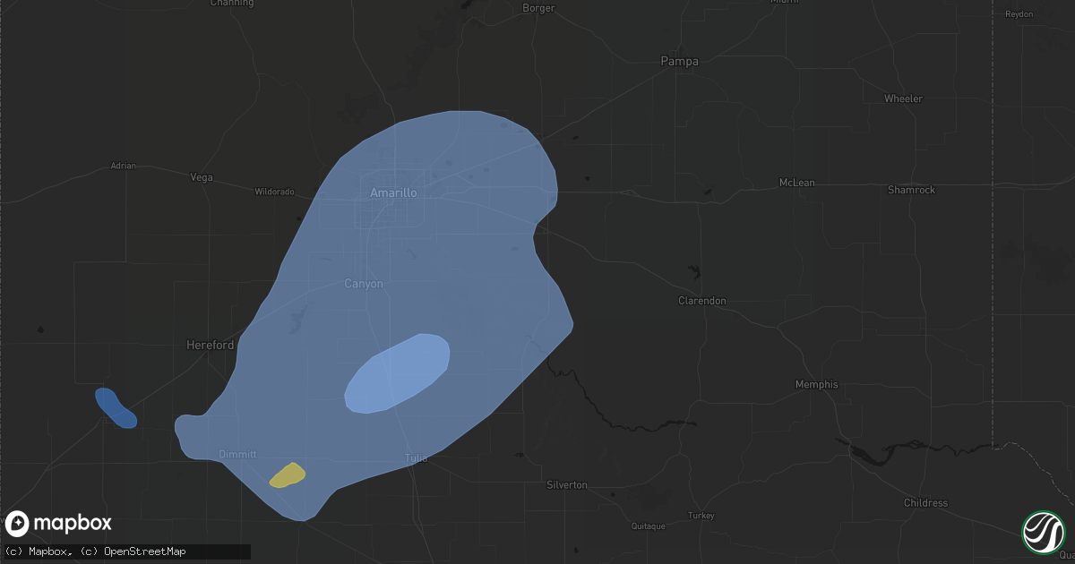 Hail map in Claude, TX on June 24, 2026