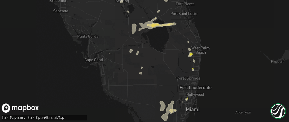 Hail map in Clewiston, FL on June 24, 2026
