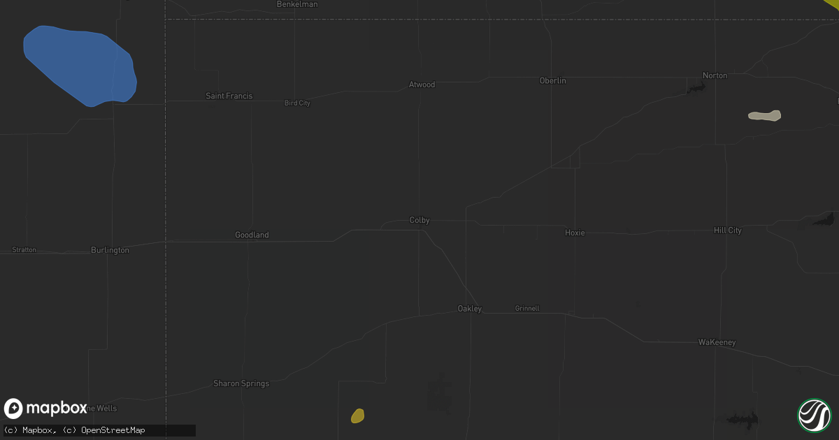 Hail map in Colby, KS on June 24, 2026