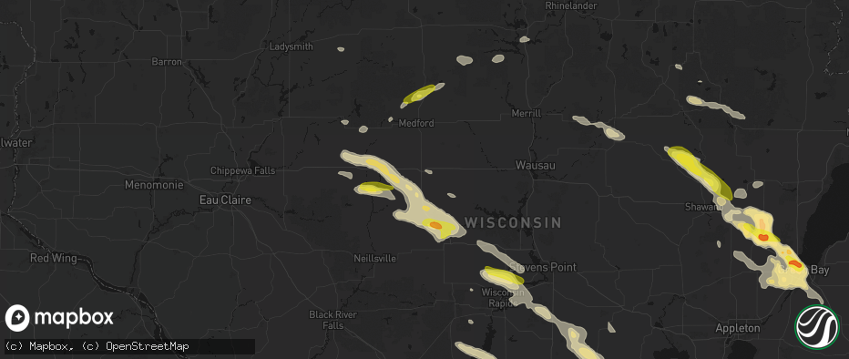Hail map in Colby, WI on June 24, 2026