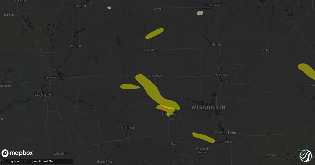 Hail map in Colby, WI on June 24, 2026