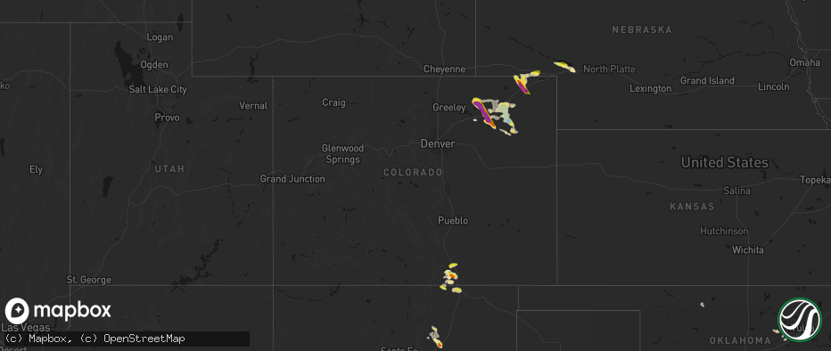 Hail map in Colorado on June 24, 2026